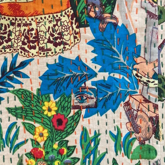 Frida Kahlo Kantha Quilt Large Pillow Shams - Picture 5 of 8